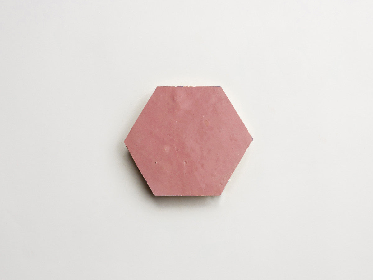 Pink zellige tile moroccan vintage rose hexagon.