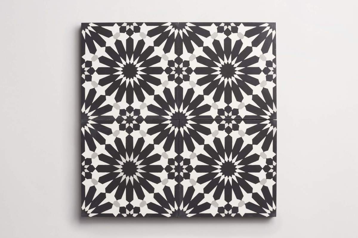 Tile alhambra concrete cement black moroccan.
