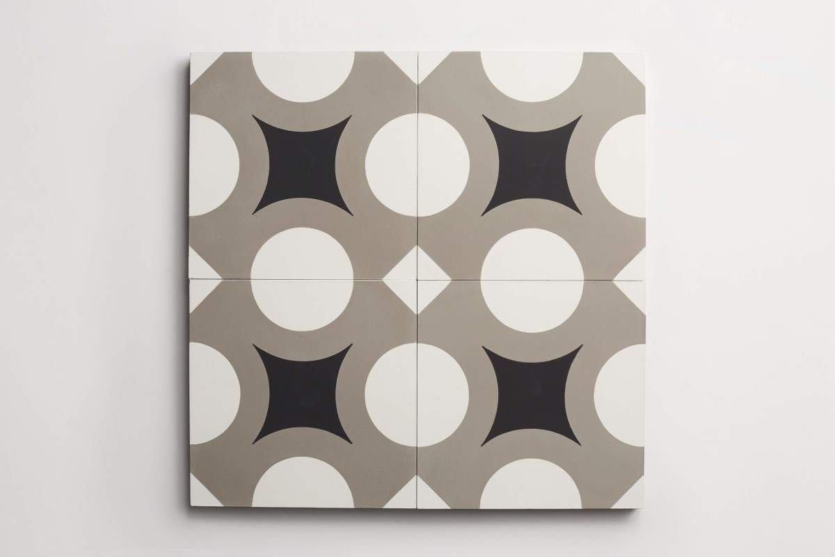 Tile concrete cement barcelona two white black metal.