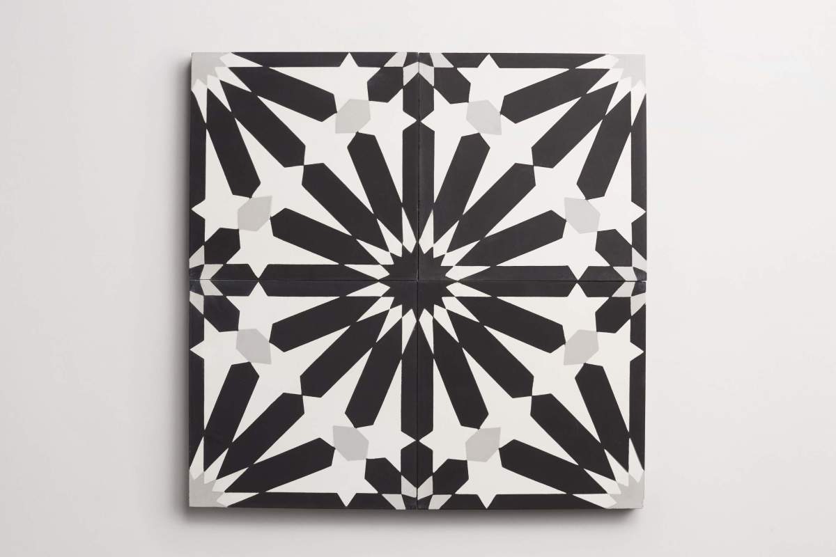 Tile concrete cement big al black white ash.