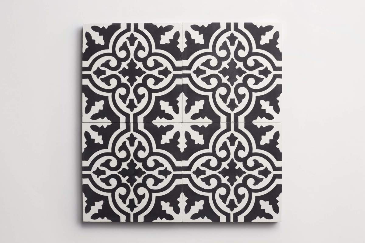 Tile concrete cement cigar shop black white.