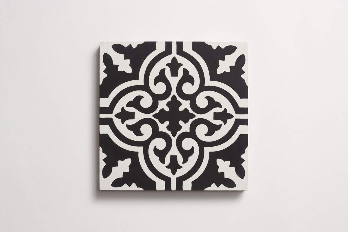 Tile concrete cement cigar shop black white.