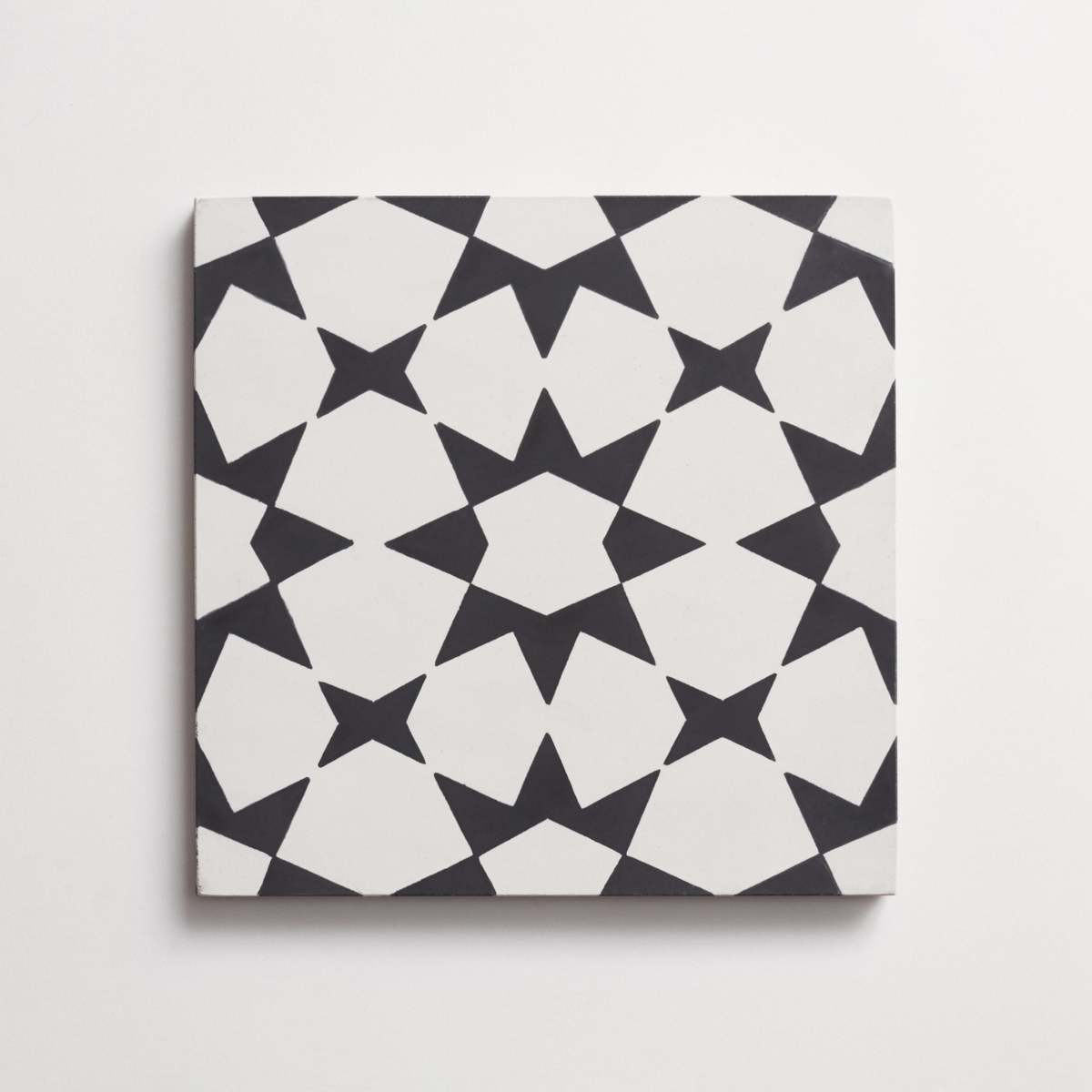 cement: moroccan 3 fez | grande | matte | black + white | sample ~ 8"x8"x⅝"