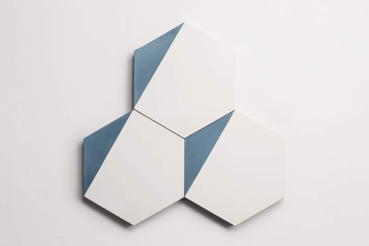 Tile concrete cement hex clip federal blue hexagon.
