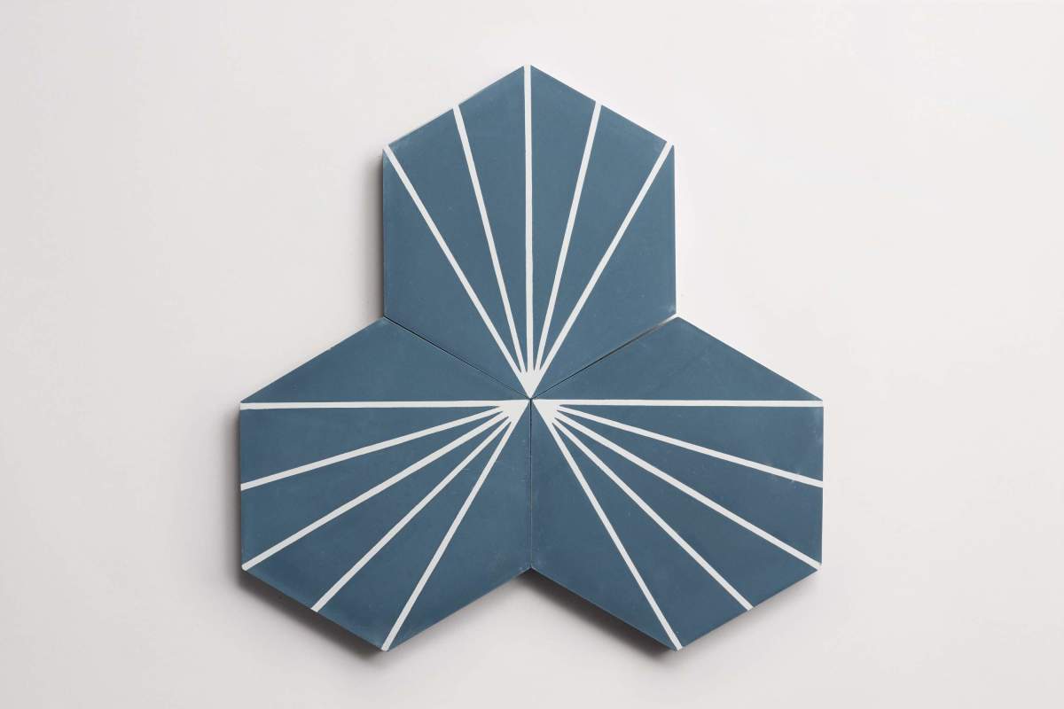 Tile cement radar linear pattern federal blue.