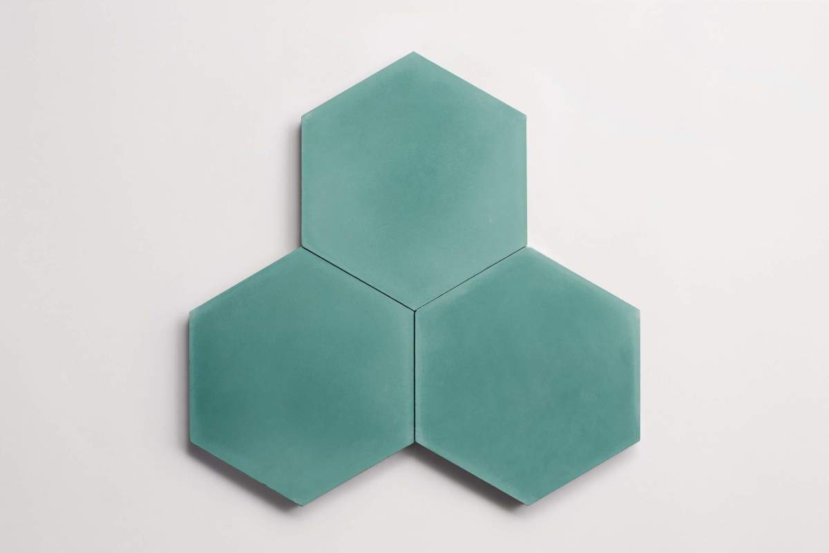 Cement tile solid colors 9x8 Hex Kelly Green.