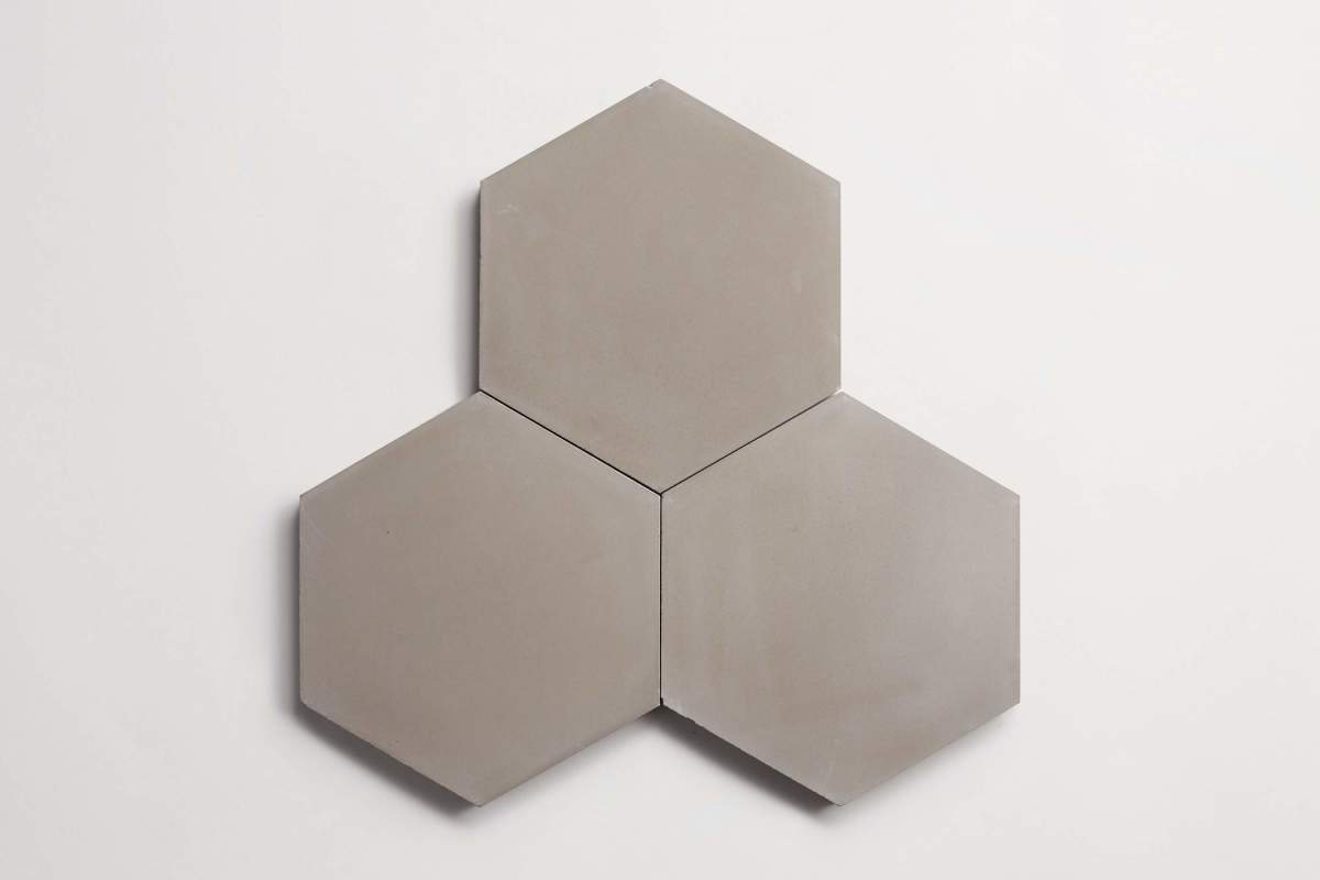 Cement tile solid colors 9x8 Hex Metal Grey.