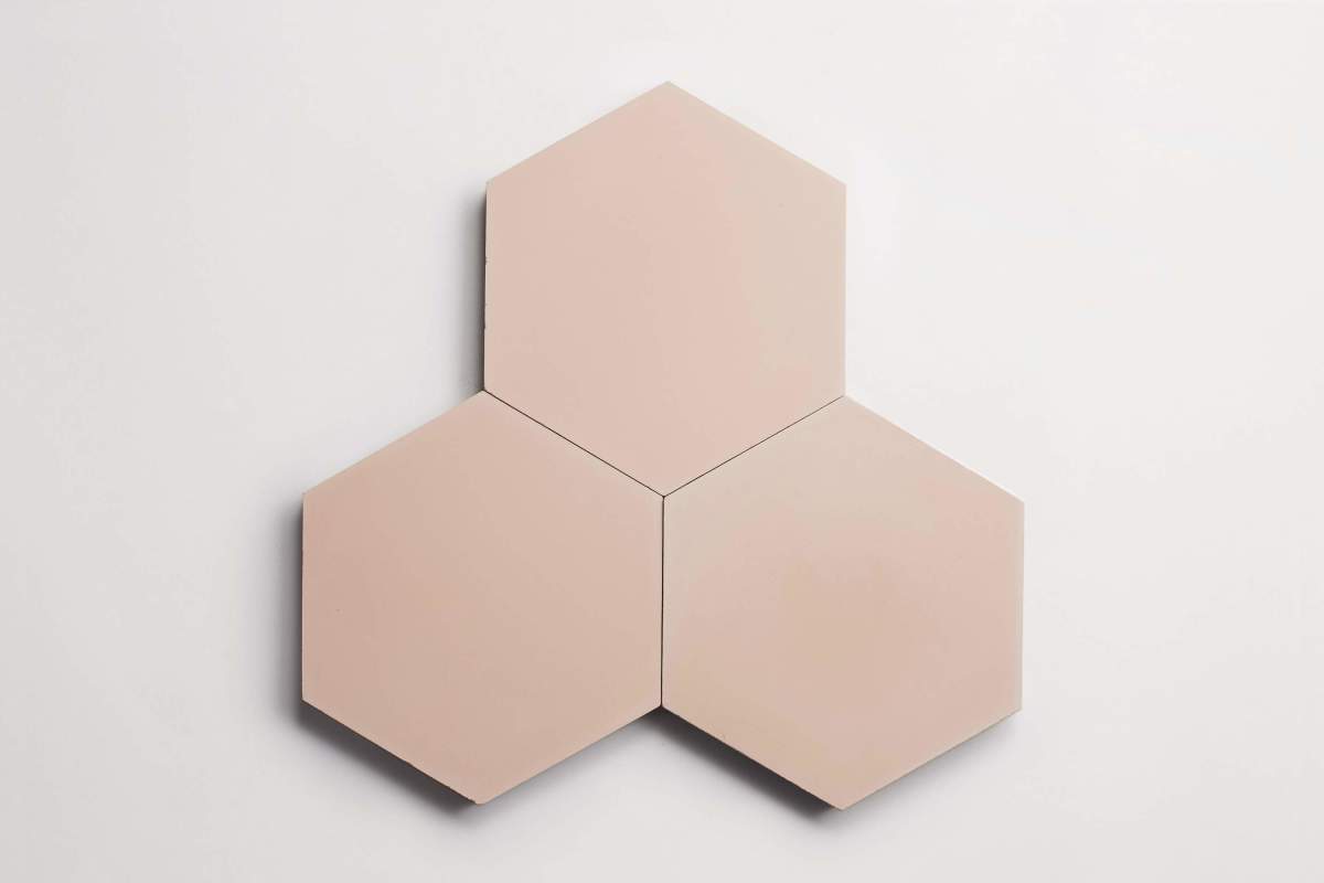 Cement tile solid colors 9x8 Hex Mocha Pink.
