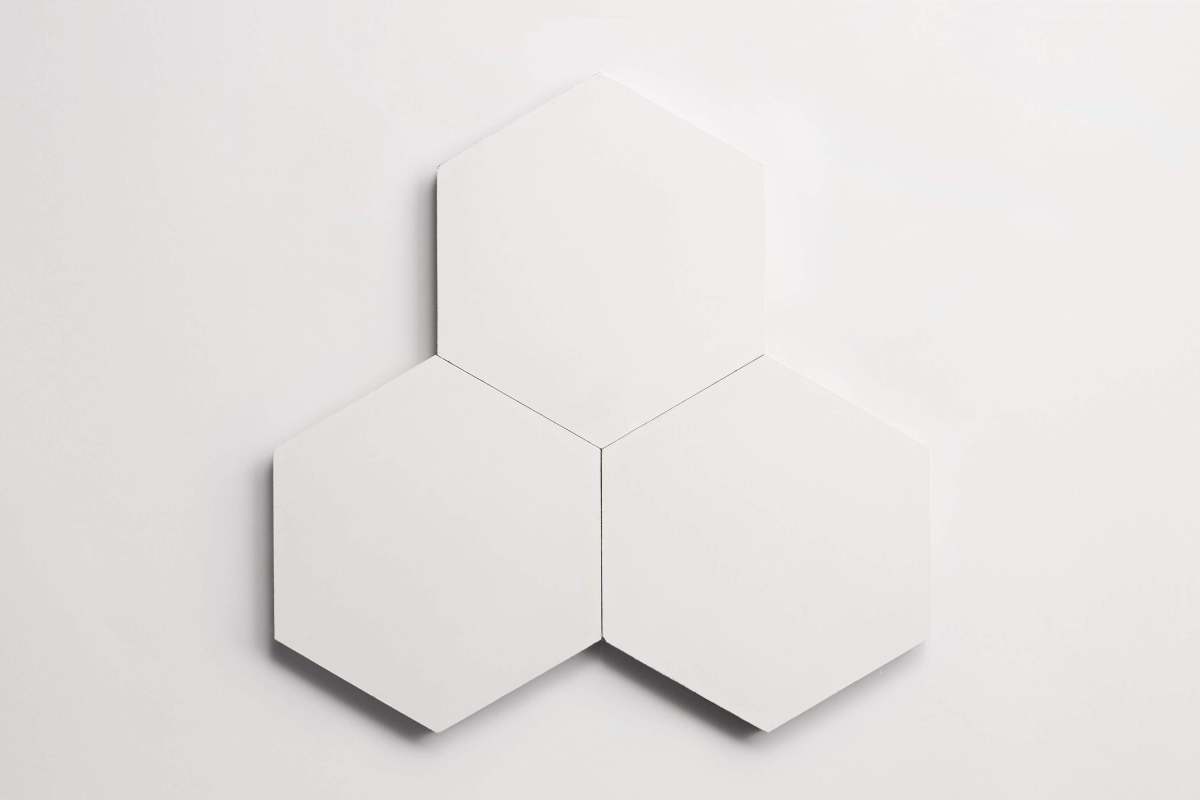 Cement tile solid colors 9x8 Hex White.