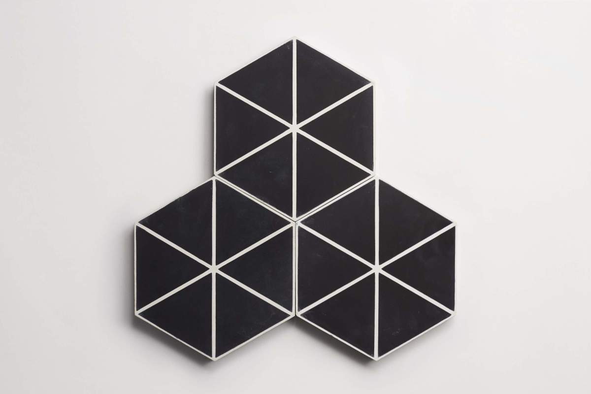 Tile concrete cement try angle line black white hex.