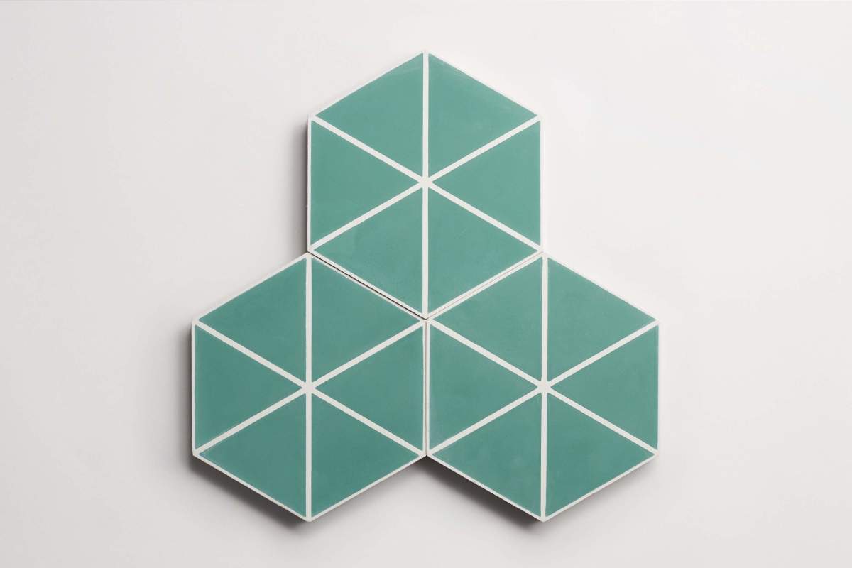 Tile concrete cement try angle line kelly white hex.