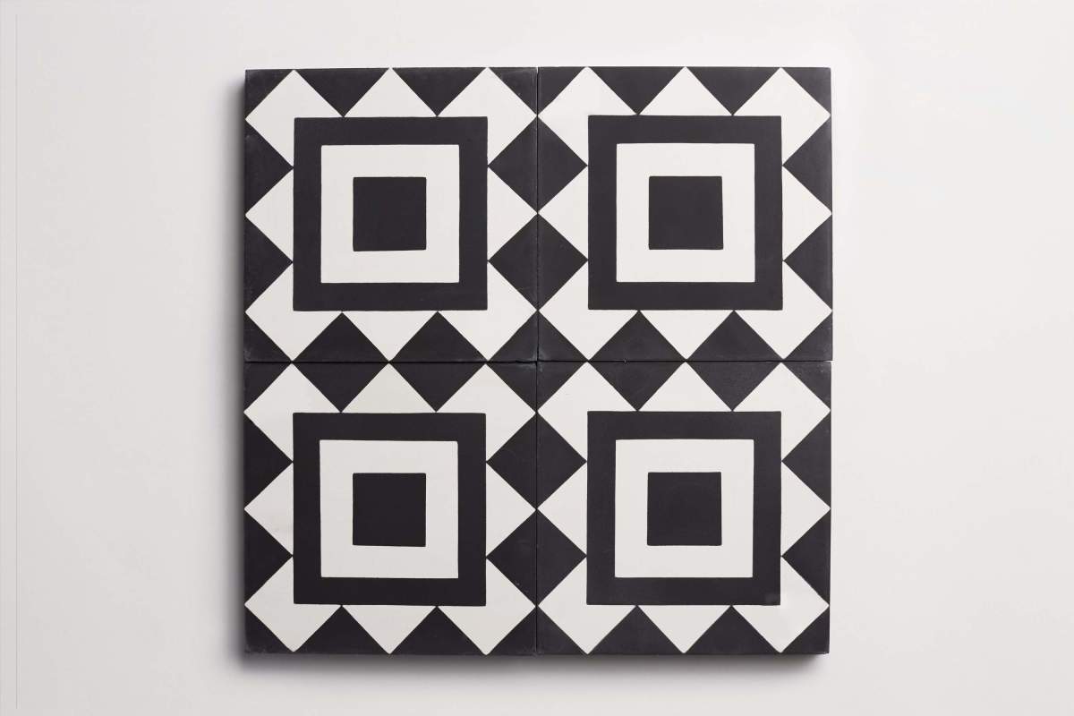 Tile concrete cement los feliz geometric black.