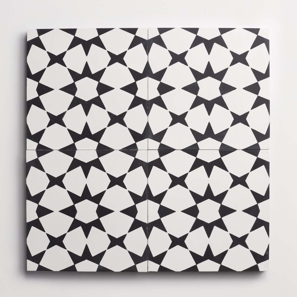 cement: moroccan 3 fez | grande | matte | black + white | sample ~ 8"x8"x⅝"