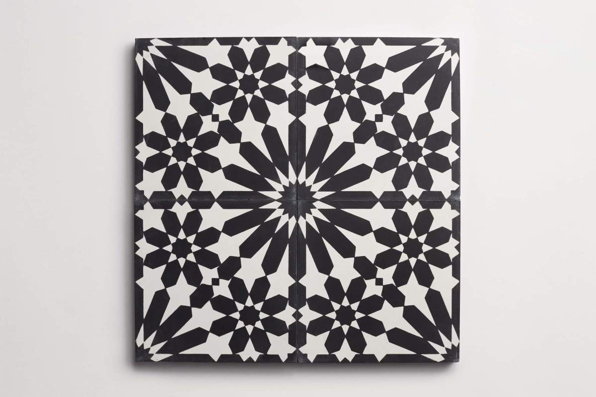 Tile cement moroccan one andalucia black white.