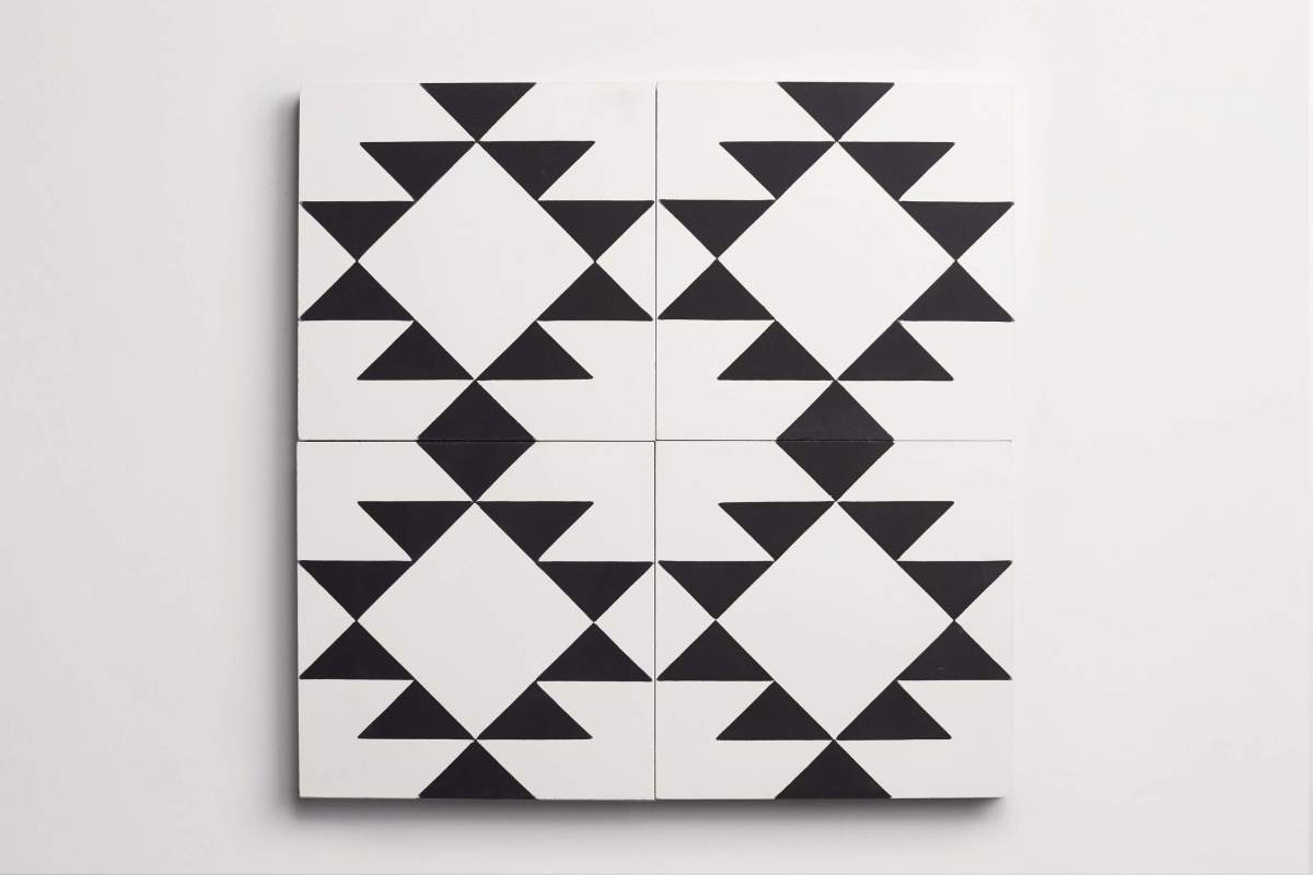 Tile concrete cement new west pattern ten white black.