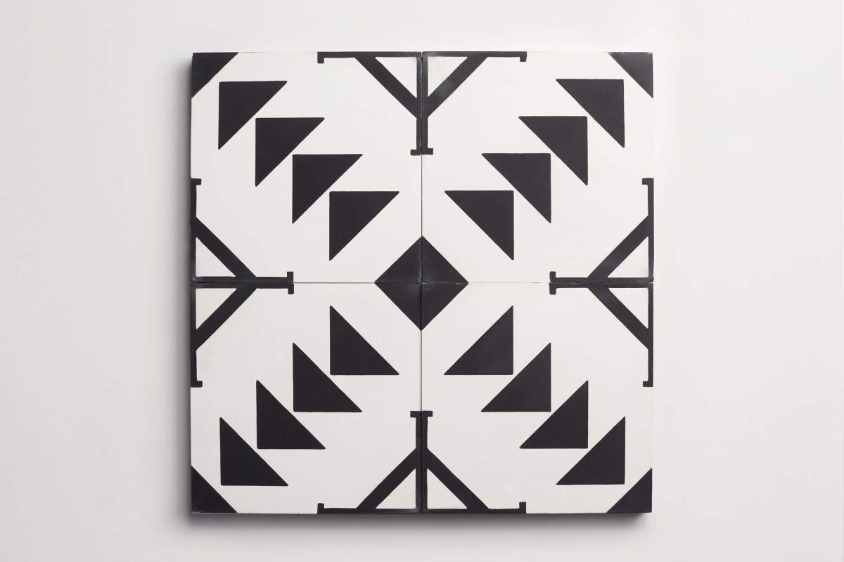 Tile concrete cement new west pattern 7 black white.