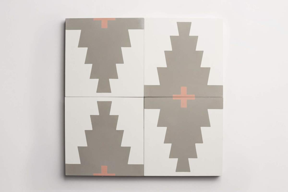 Tile concrete cement new west pattern nine red clay.