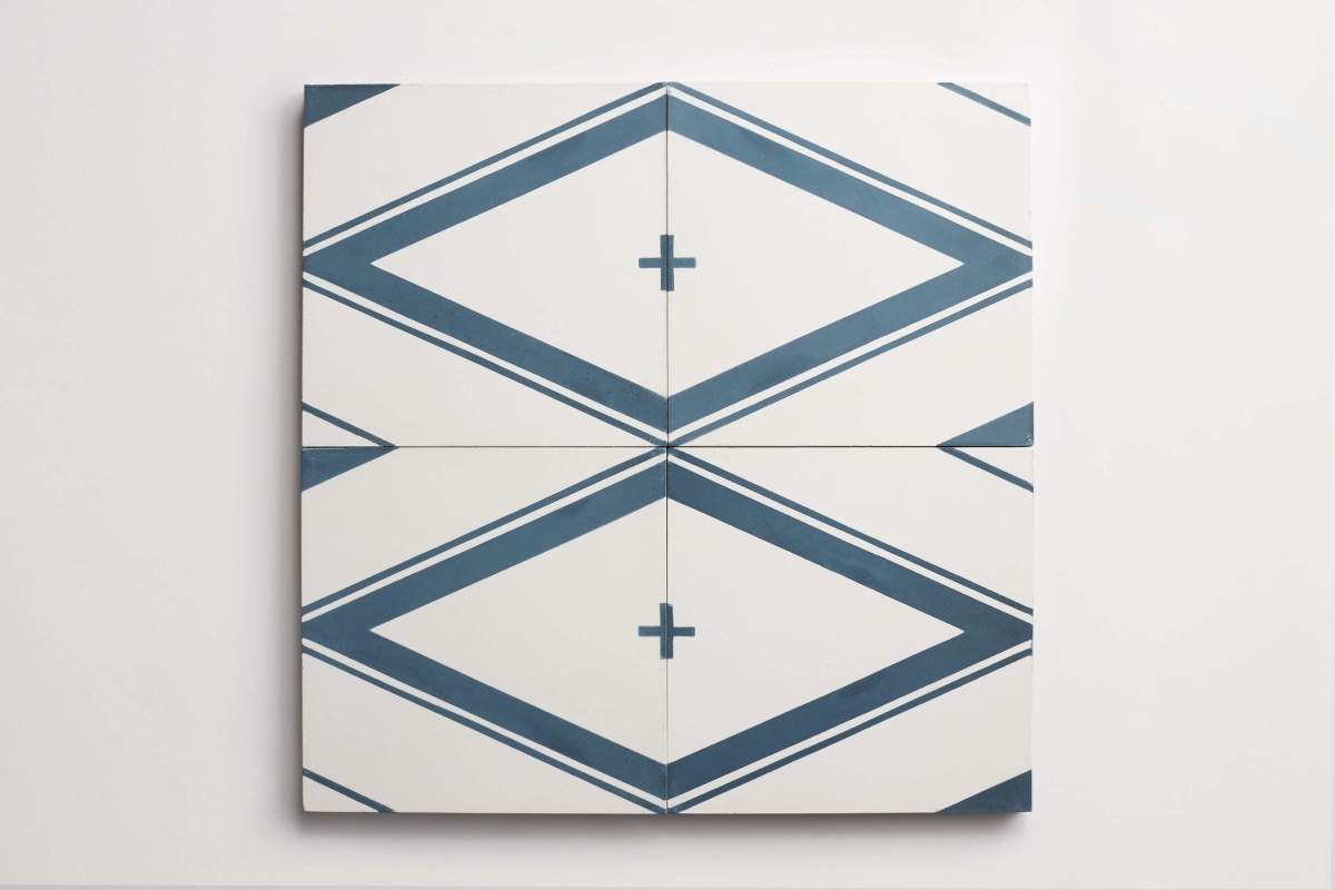 Tile cement new west pattern five federal blue white.