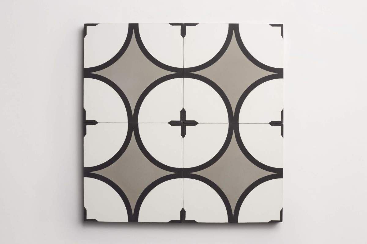 Tile concrete cement peabody white black metal.