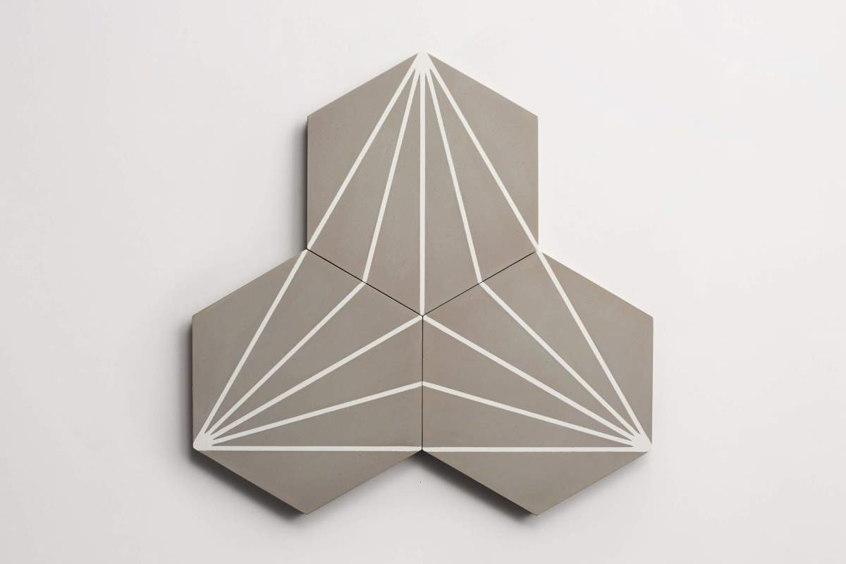 Tile concrete cement radar linear pattern metal.