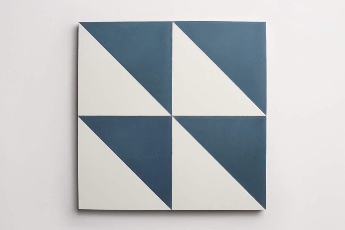 Tile concrete cement bold slant triangle federal blue.