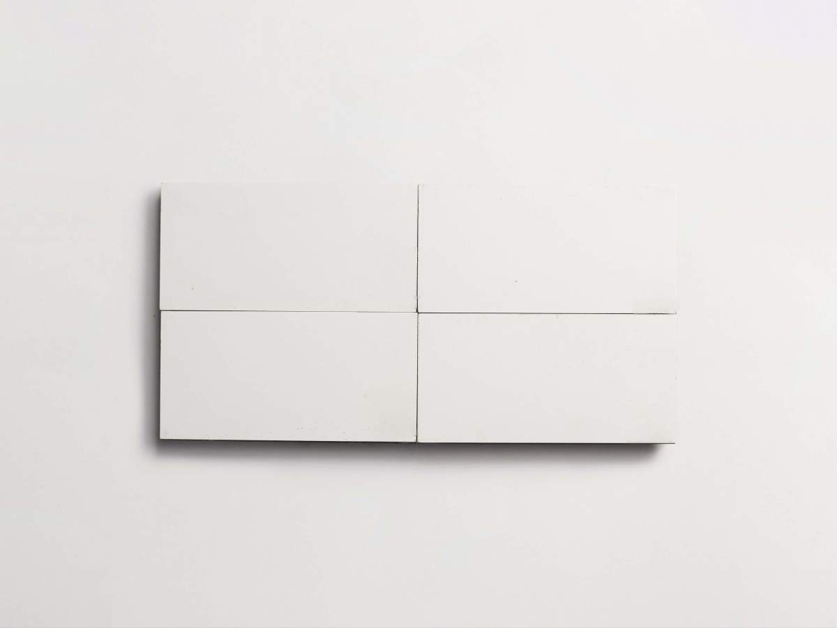 Cement tile solid colors 8x4 Rectangle White.