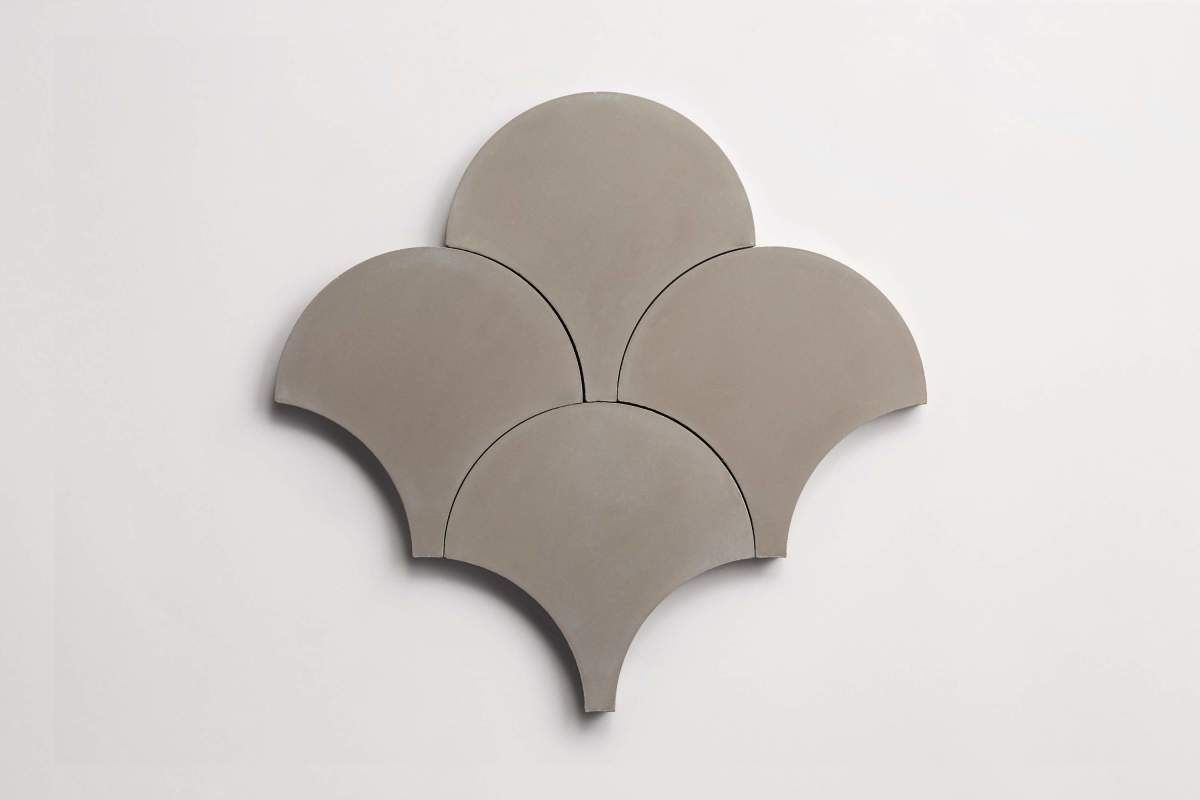 Cement tile solid colors 8x8 Scallop Metal Grey.