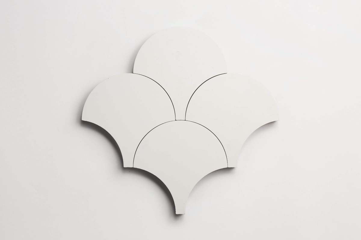 Cement tile solid colors 8x8 Scallop White.