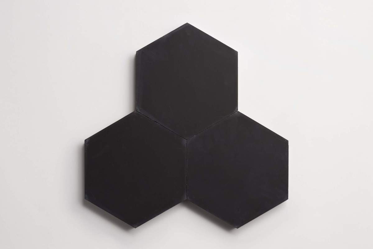 Cement tile | solid colors | 9x8 Hex | Black | clé
