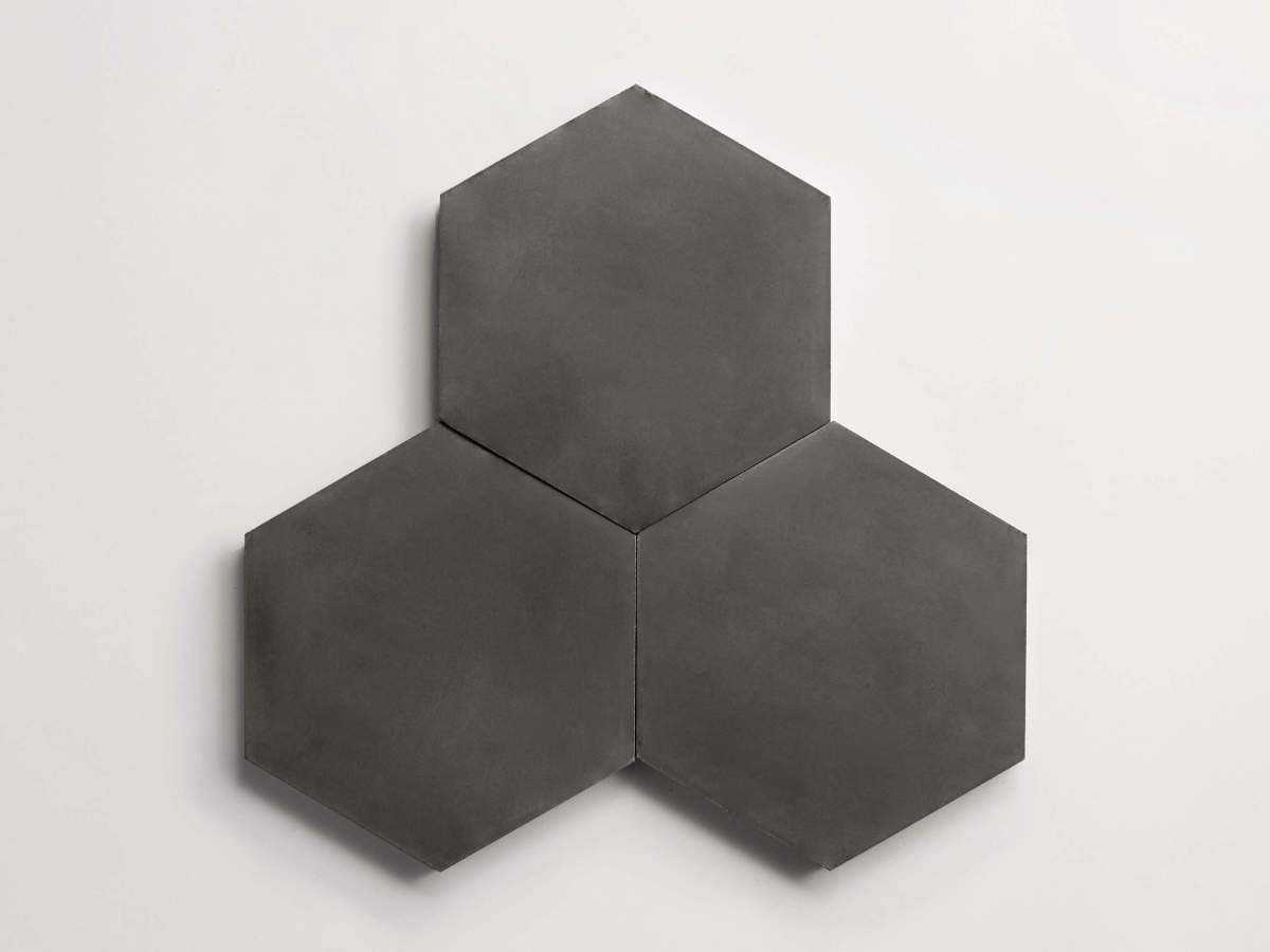 Cement tile solid colors 9x8 Hex Charcoal Grey.