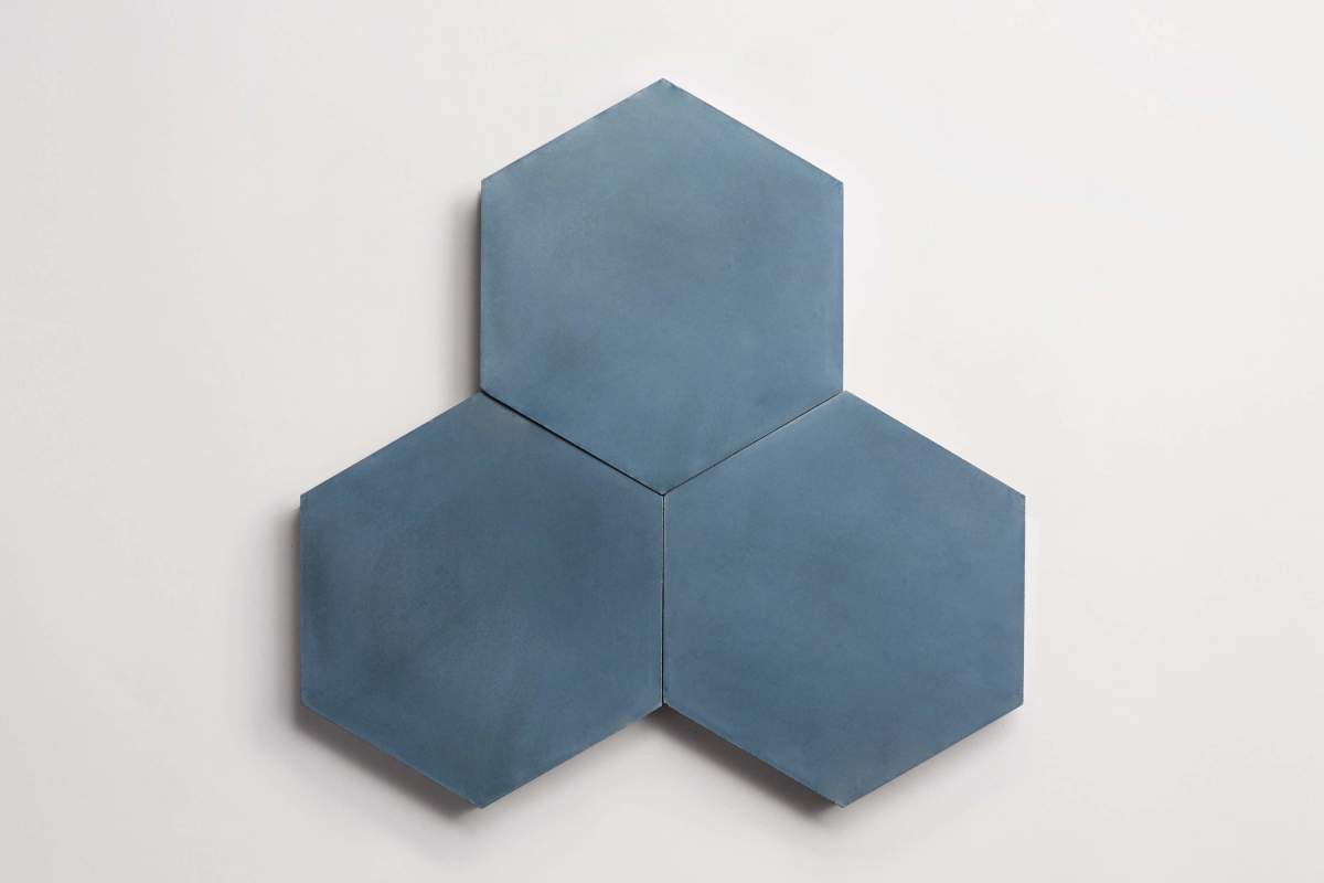 Cement tile solid colors 9x8 Hex Federal Blue.