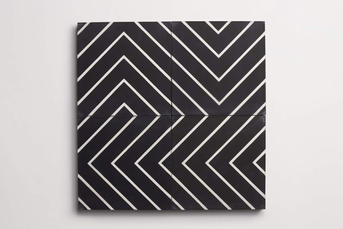Tile concrete cement zenith pinstriped black.