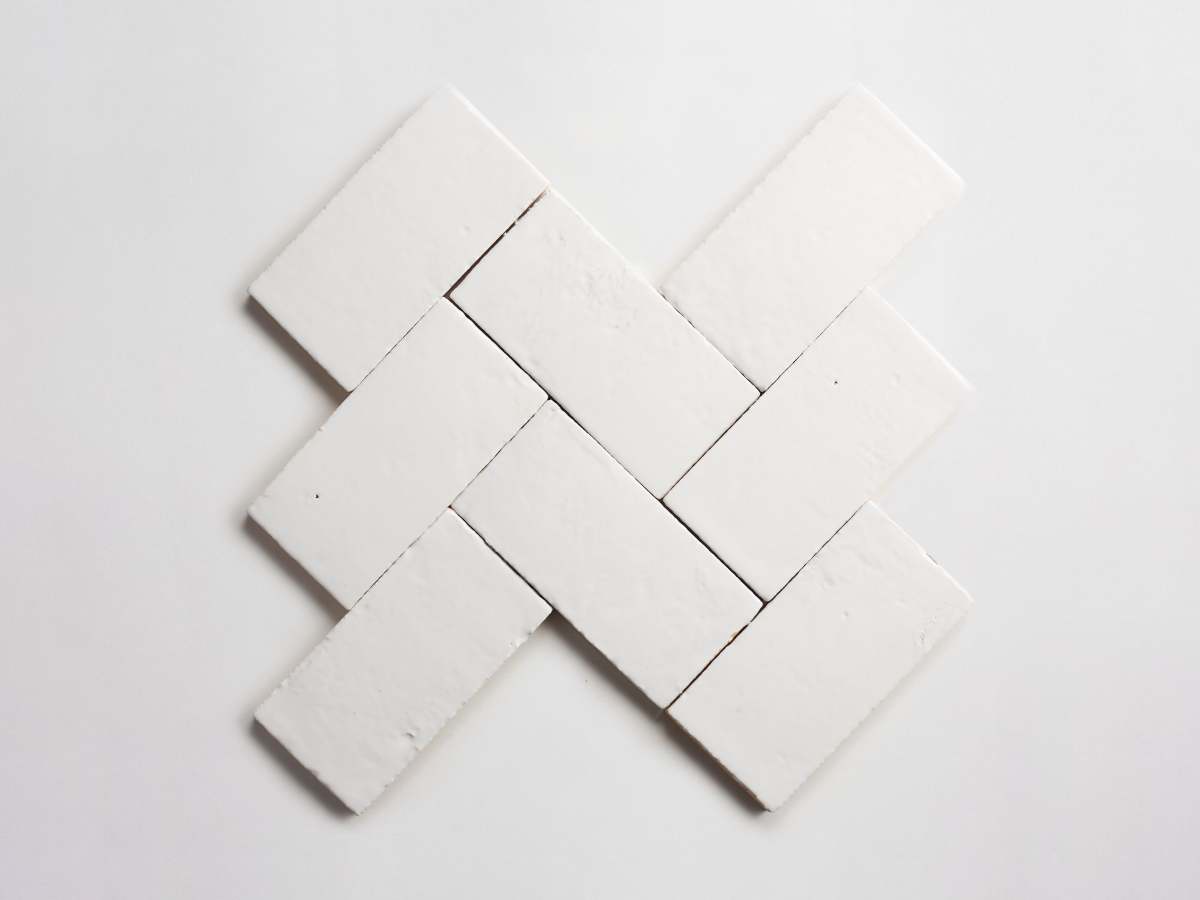 Italian Terracotta Tile 7x3.5 White Gloss Tile