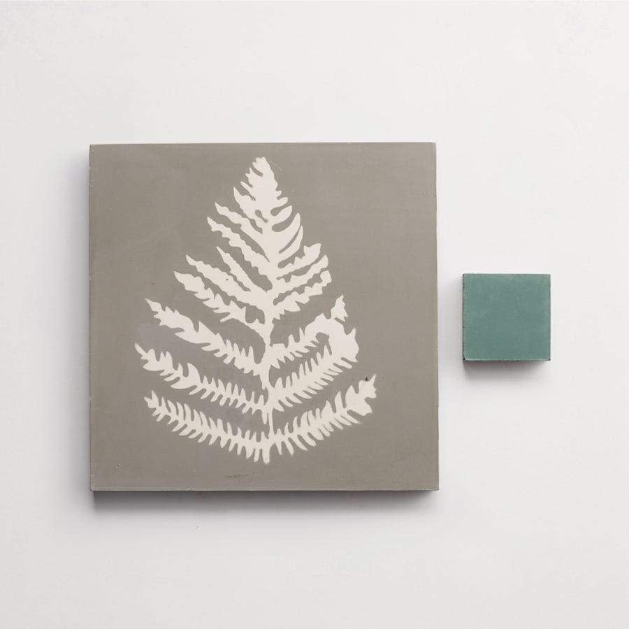 cement: clé + erica tanov | fern | grande | matte | metal + leaf | sample ~ 8"x8"x⅝"