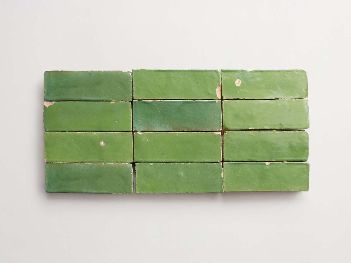 Zellige tile moroccan fallen citrus green subway.