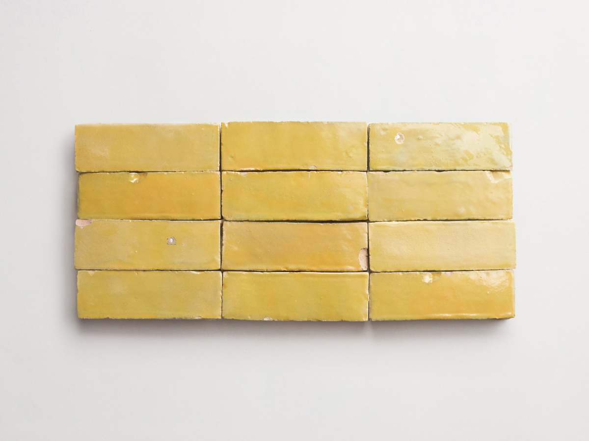 Zellige tiles yellow indian saffron bejmat subway.