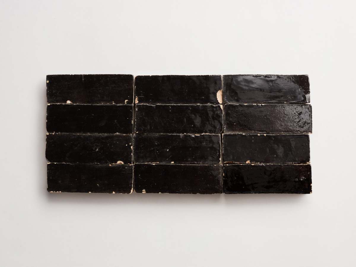 Black zellige tile scribe's ink subway bejmat.