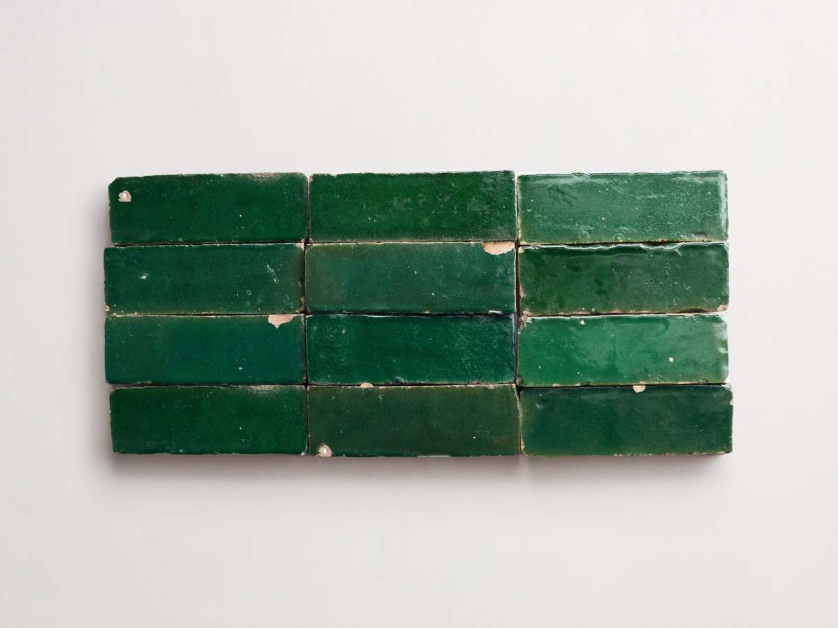 Zellige tile deep green secret lagoon subway.