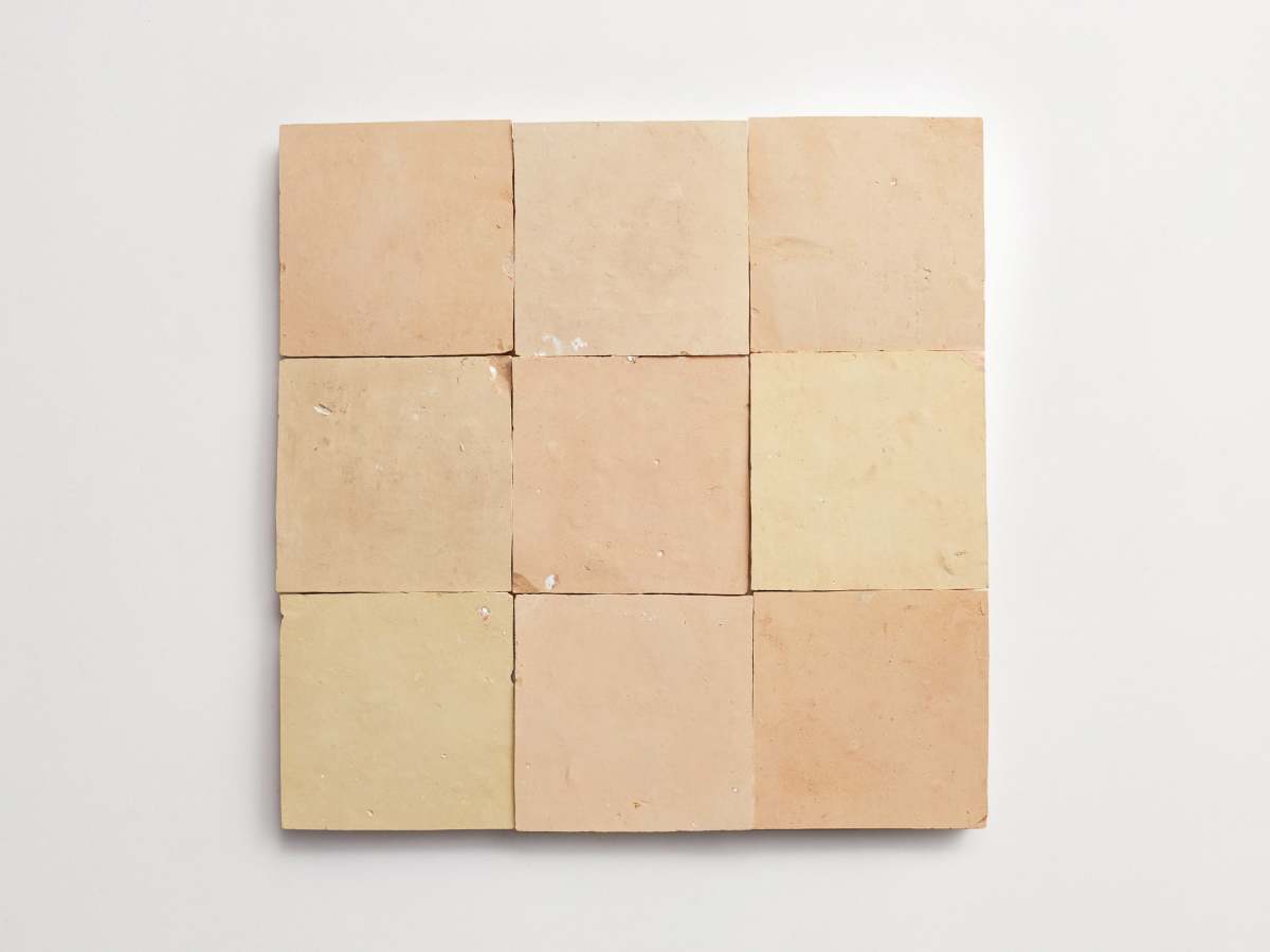 Zellige tile terracotta unglazed natural 4" square.