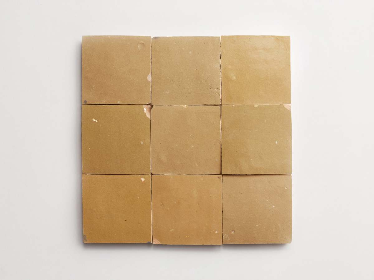 Tan zellige tile moroccan riverbed 4" square.