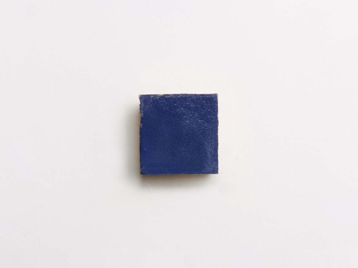 Zellige tile ancient sea dark blue 2" square.