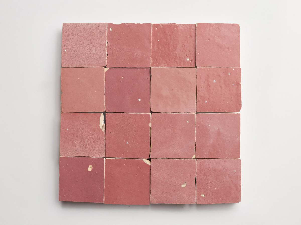 Blushing mistress 2" zellige unmounted square tile.