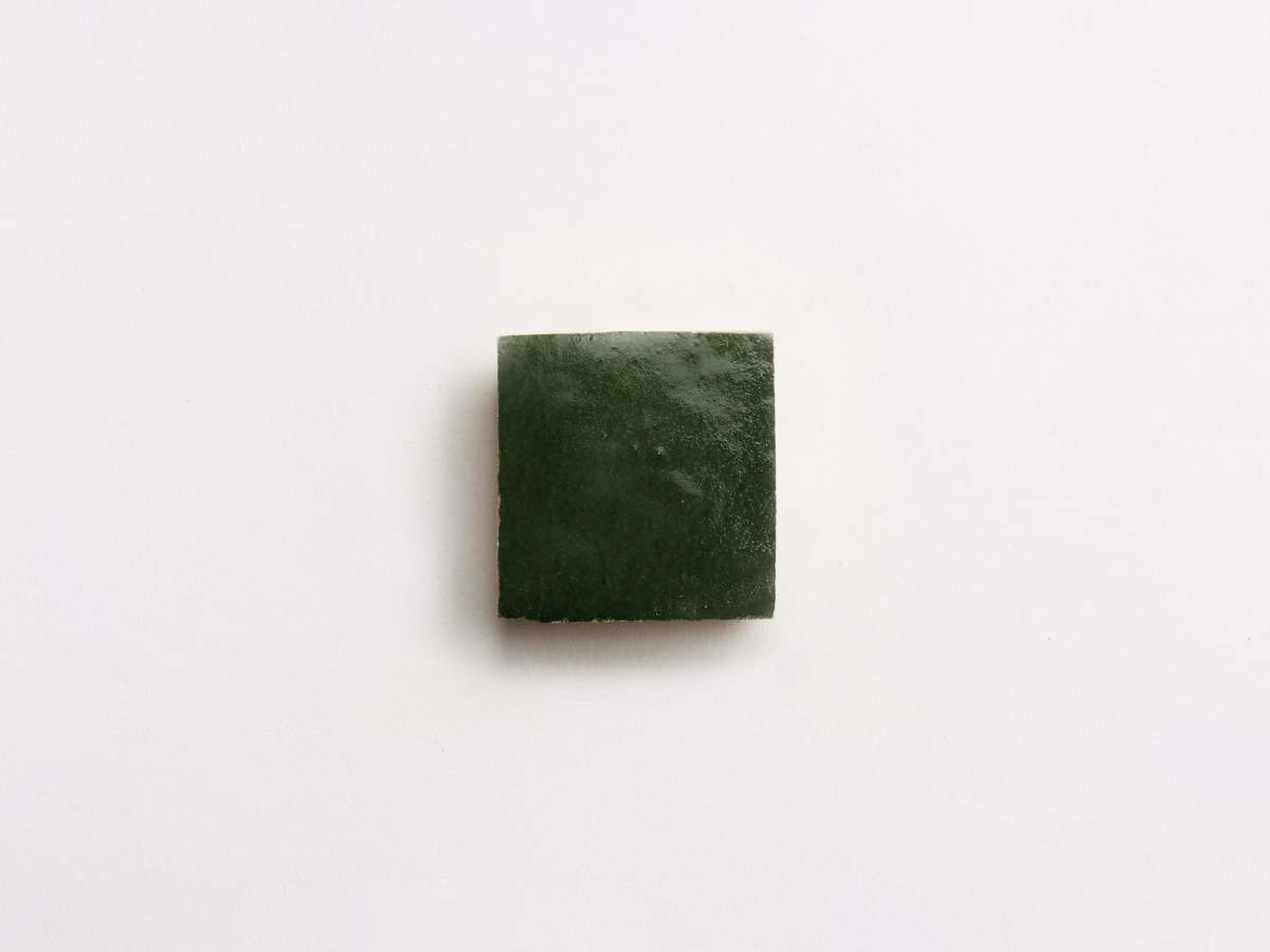 Zellige tiles cindered olive green 2" square.