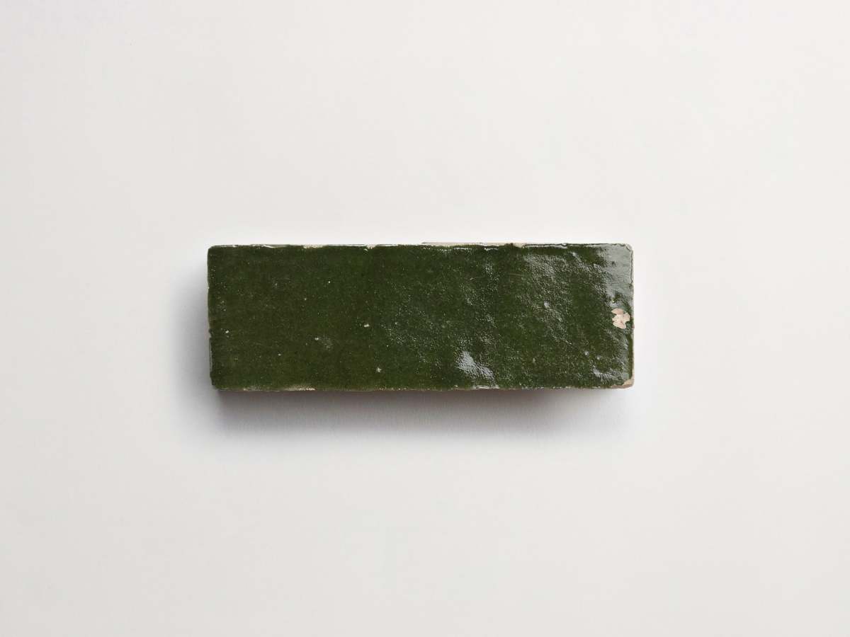 Olive green zellige tile cindered olive subway.