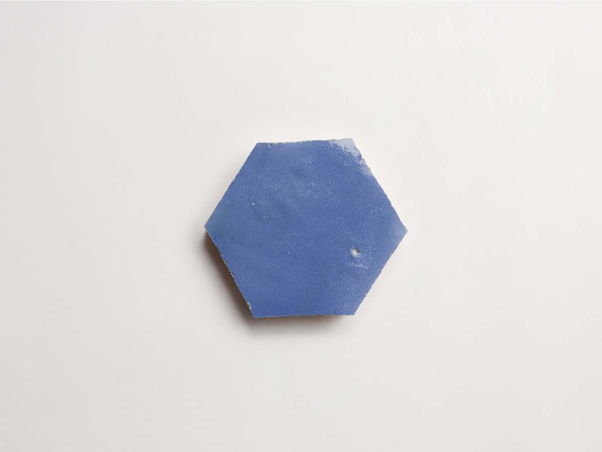 Zellige tile classic cerulean 3.5 x 4 square.