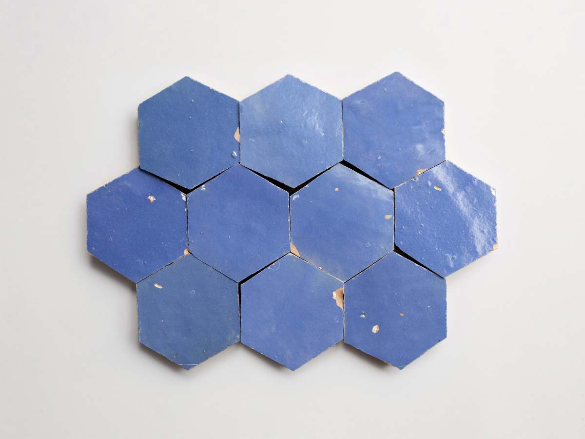 Zellige tile classic cerulean 3.5 x 4 square.
