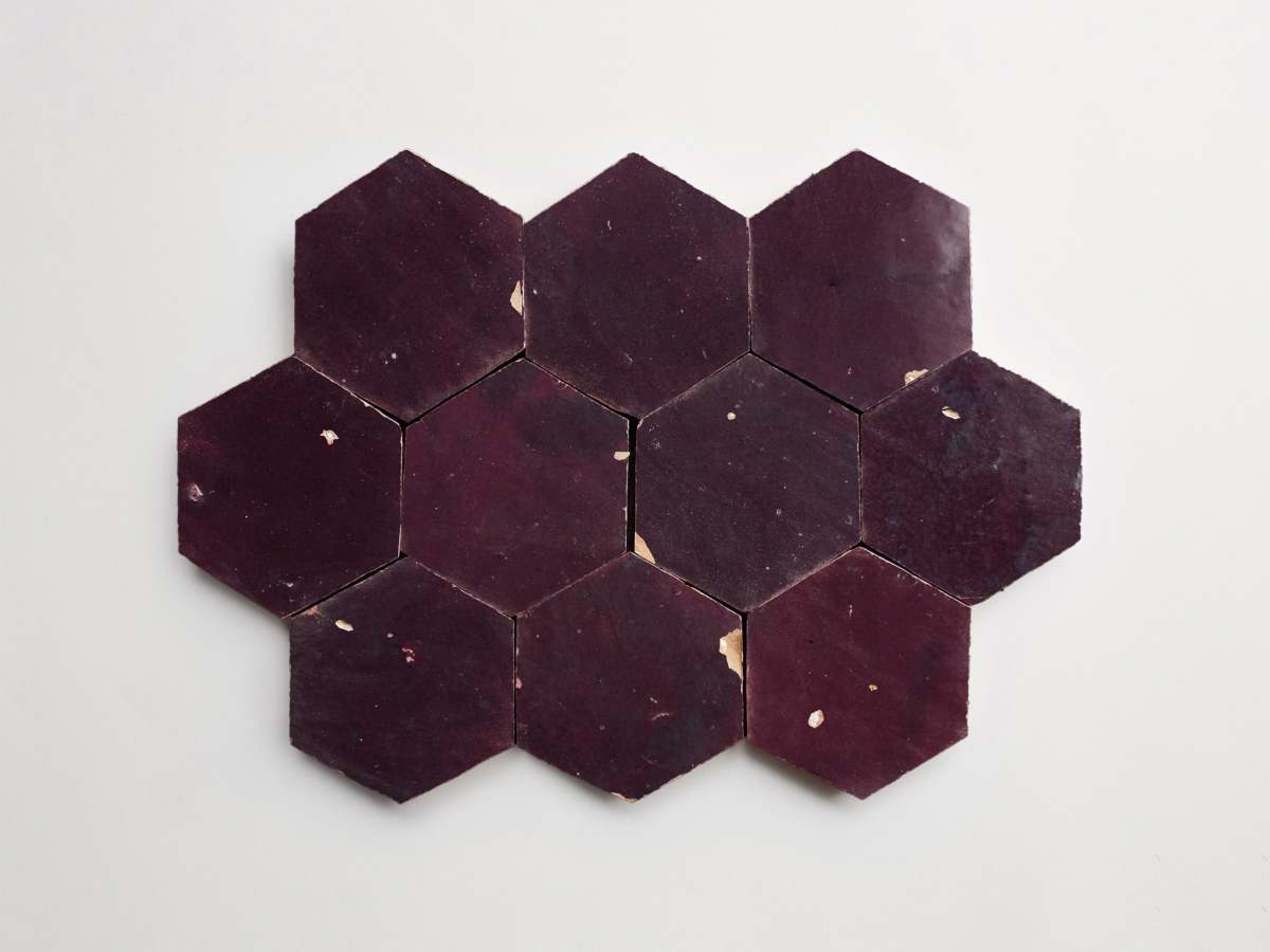Deep purple zellige tile midnight port hexagon.