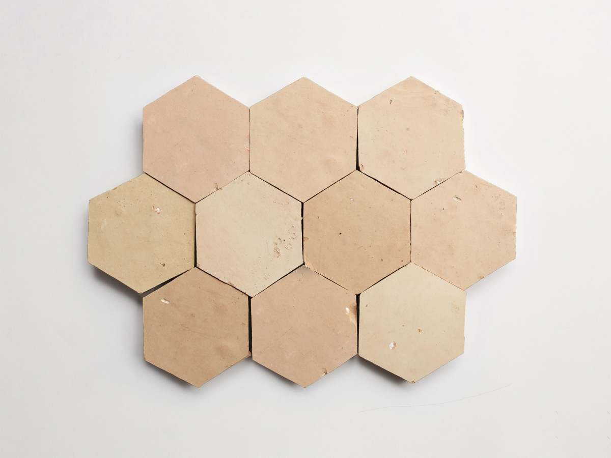 Zellige tile moroccan unglazed natural hexagon.