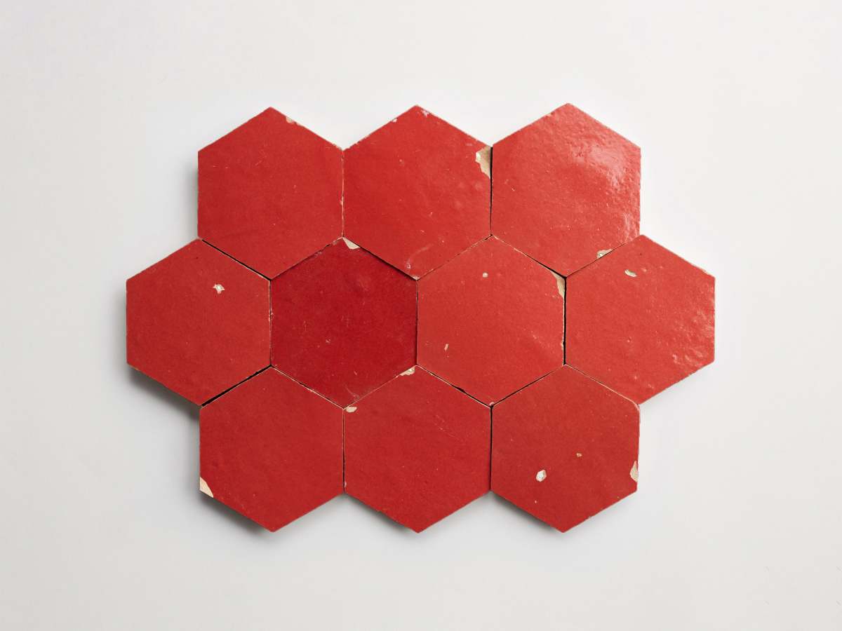 Red zellige tiles terracotta palace red hexagon.