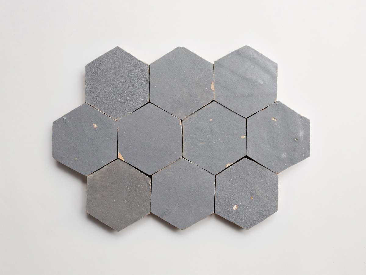 zellige tile | grey tarnished silver hexagon | clé